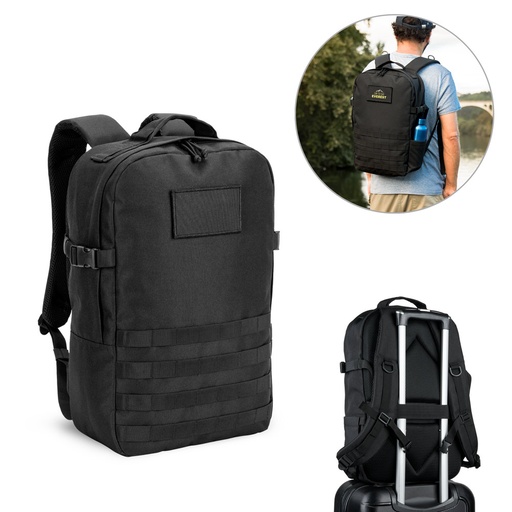 [92387-103] EDINBURGH BPACK. Mochila estilo militar em poliéster reciclado 600D de alta densidade, com bolso para notebook (17'3") 21 L