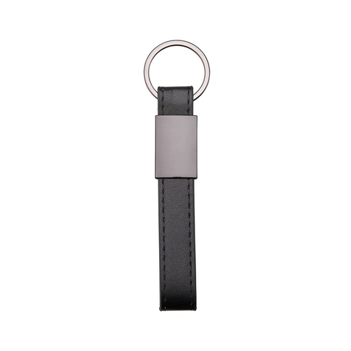 [X247227] CHAVEIRO METAL COM COURO SINTÉTICO