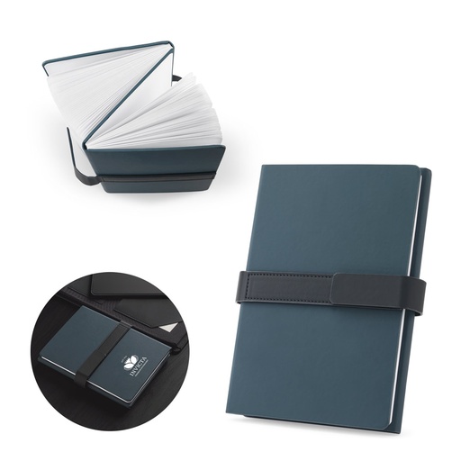 [53654-104] HILST. Caderno A5 com capa dura em 80% materiais reciclados estruturado em duas partes: páginas pautadas e páginas lisas