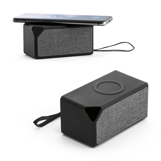 [57933-103] GRUBBS BK. Caixa de som portátil em ABS com carregador por indução