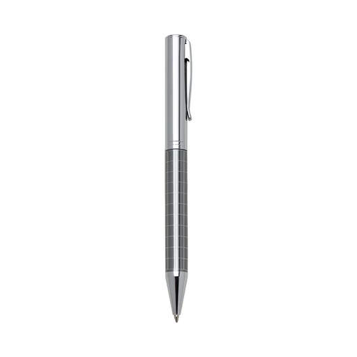 [X034720] CANETA METAL C/ DET QUADRICULADO