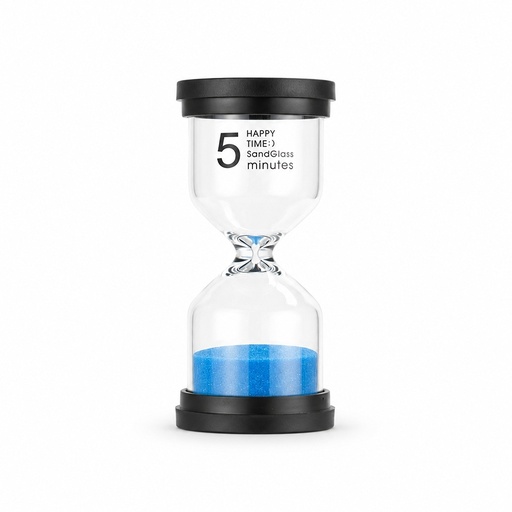 [X261050] AMPULHETA VIDRO AREIA AZUL 5 MIN